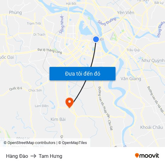 Hàng Đào to Tam Hưng map