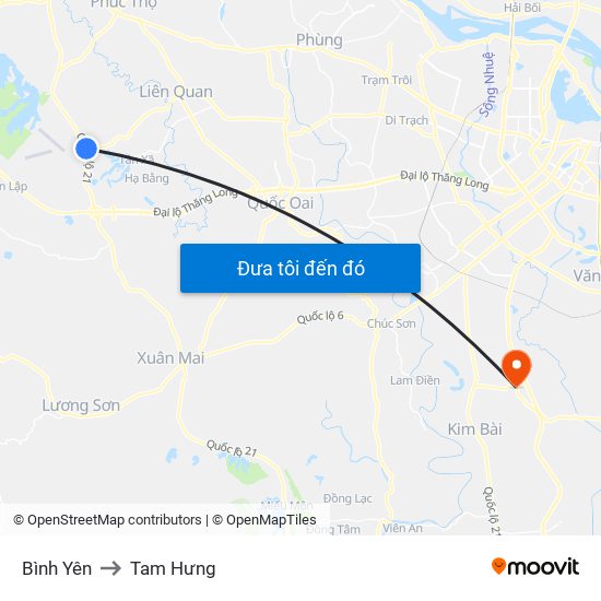Bình Yên to Tam Hưng map