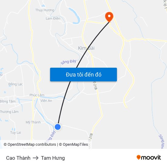 Cao Thành to Tam Hưng map