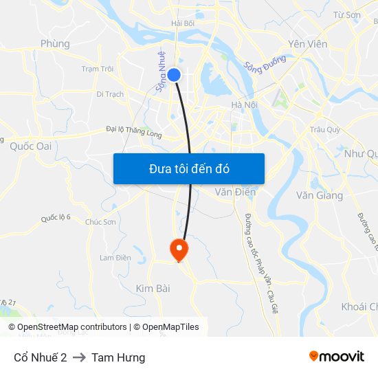 Cổ Nhuế 2 to Tam Hưng map