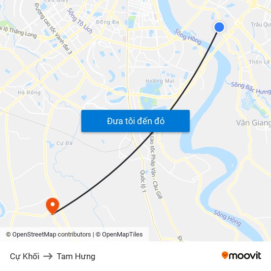 Cự Khối to Tam Hưng map