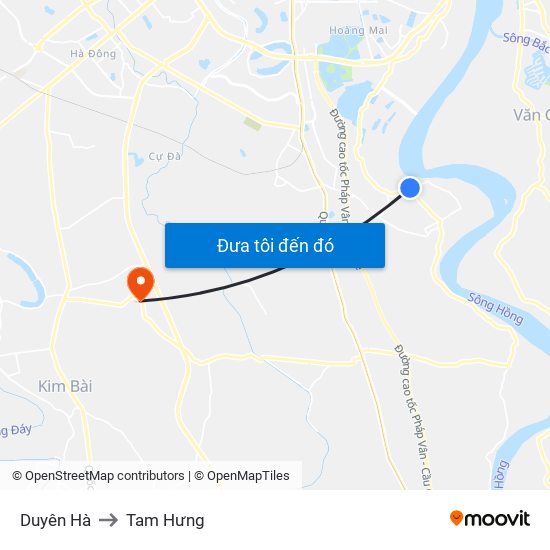 Duyên Hà to Tam Hưng map