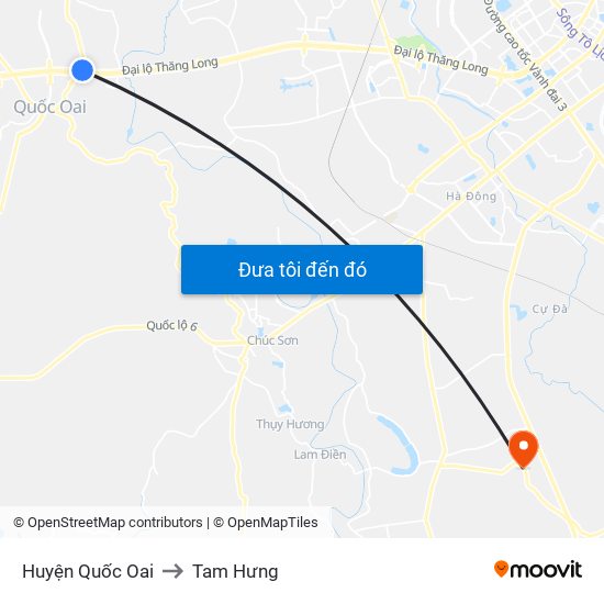 Huyện Quốc Oai to Tam Hưng map