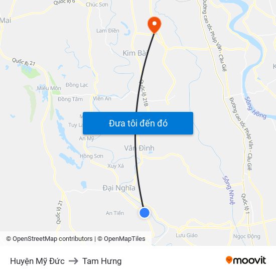 Huyện Mỹ Đức to Tam Hưng map