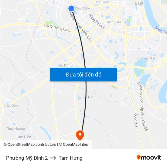 Phường Mỹ Đình 2 to Tam Hưng map