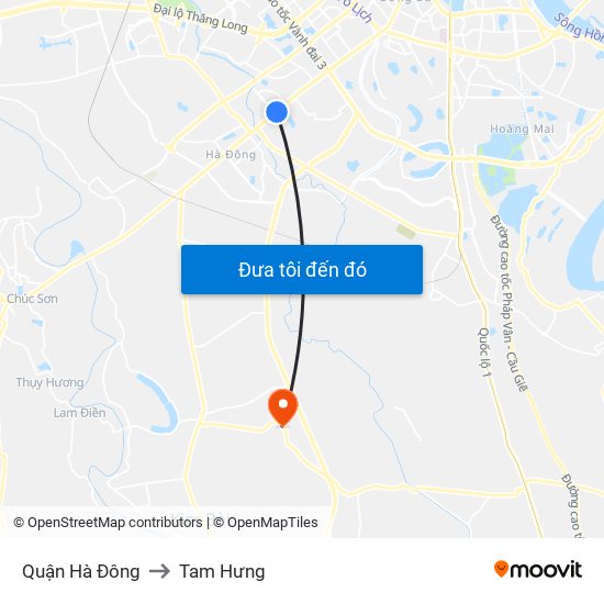 Quận Hà Đông to Tam Hưng map