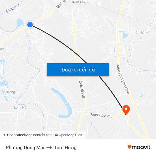 Phường Đồng Mai to Tam Hưng map