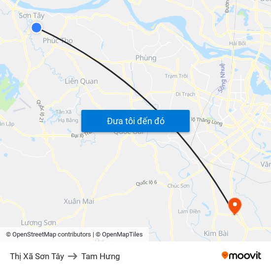 Thị Xã Sơn Tây to Tam Hưng map