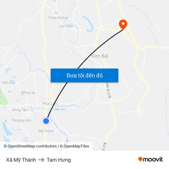 Xã Mỹ Thành to Tam Hưng map