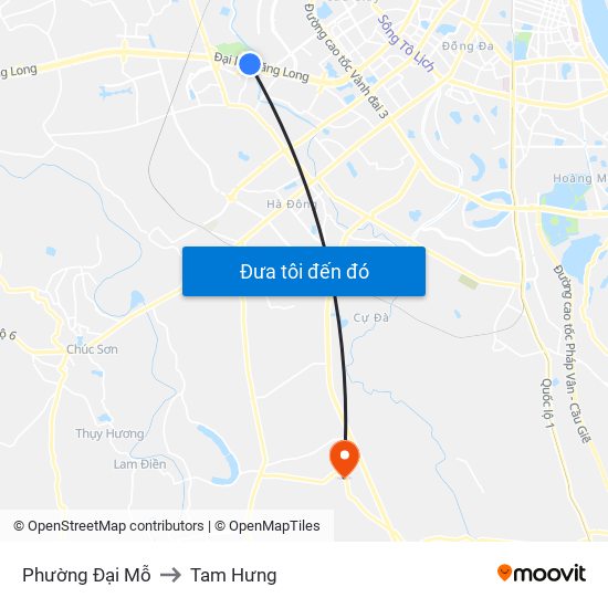 Phường Đại Mỗ to Tam Hưng map