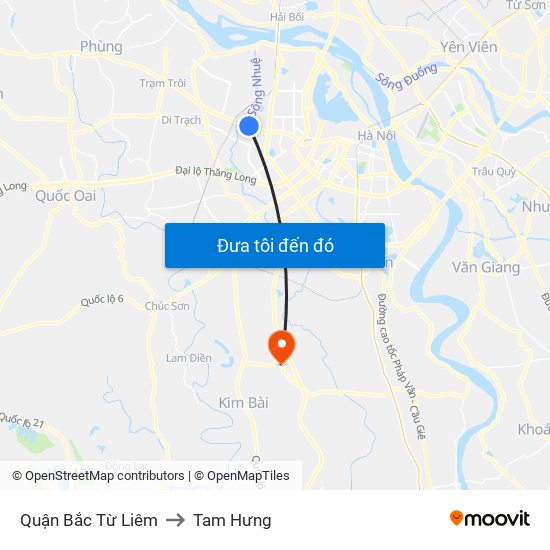 Quận Bắc Từ Liêm to Tam Hưng map