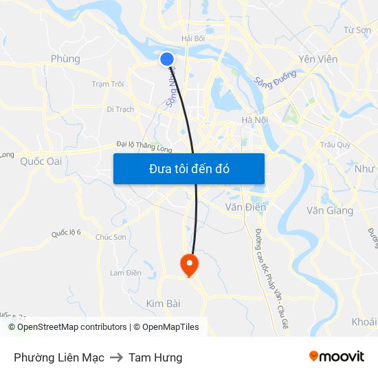 Phường Liên Mạc to Tam Hưng map