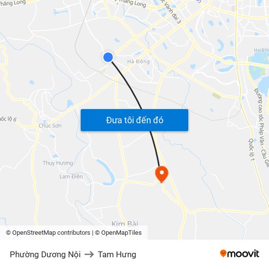 Phường Dương Nội to Tam Hưng map