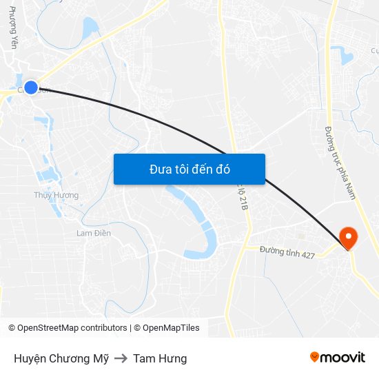 Huyện Chương Mỹ to Tam Hưng map