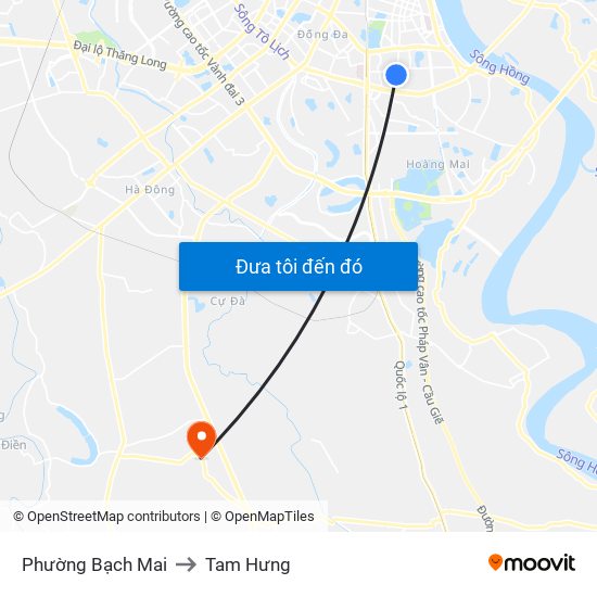 Phường Bạch Mai to Tam Hưng map