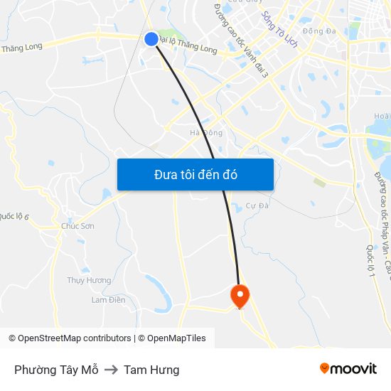 Phường Tây Mỗ to Tam Hưng map