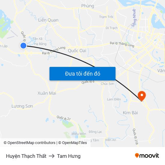 Huyện Thạch Thất to Tam Hưng map