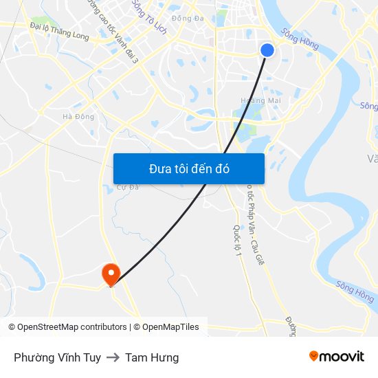 Phường Vĩnh Tuy to Tam Hưng map