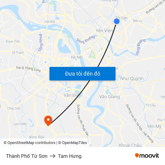 Thành Phố Từ Sơn to Tam Hưng map