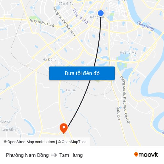 Phường Nam Đồng to Tam Hưng map