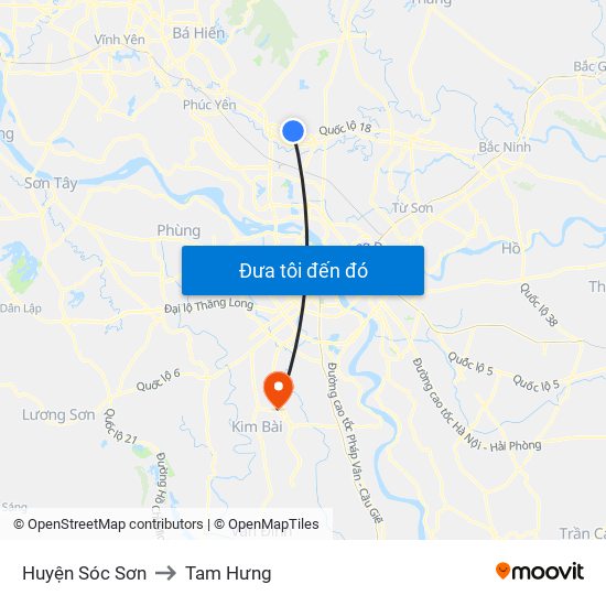 Huyện Sóc Sơn to Tam Hưng map