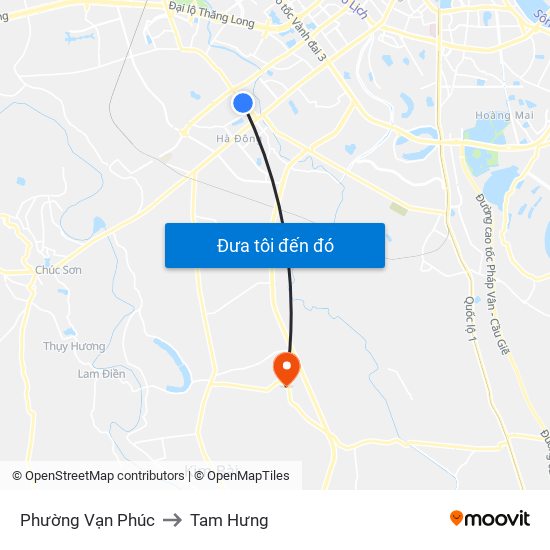 Phường Vạn Phúc to Tam Hưng map