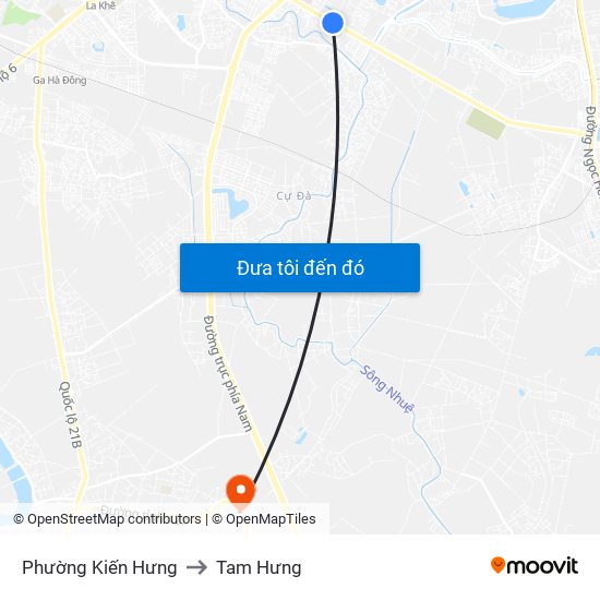 Phường Kiến Hưng to Tam Hưng map