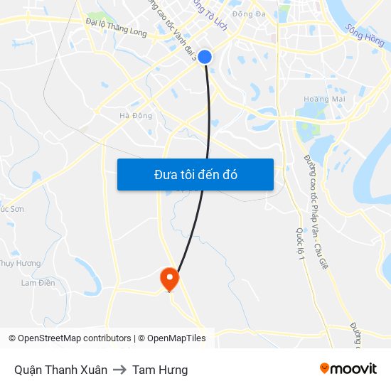 Quận Thanh Xuân to Tam Hưng map