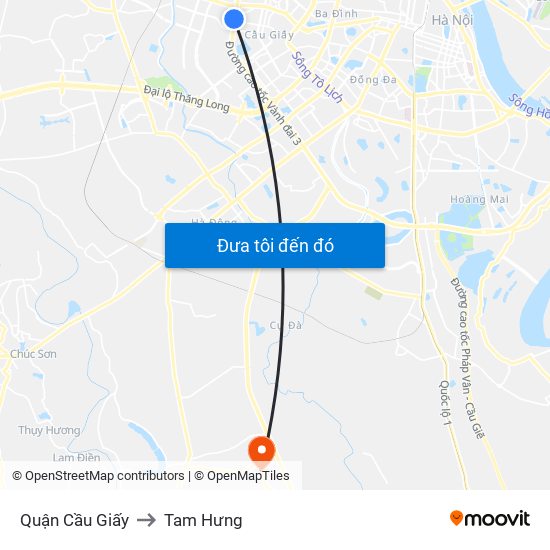 Quận Cầu Giấy to Tam Hưng map