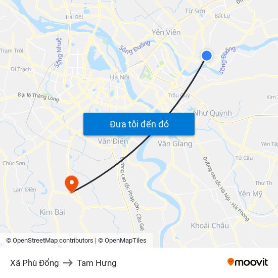 Xã Phù Đổng to Tam Hưng map