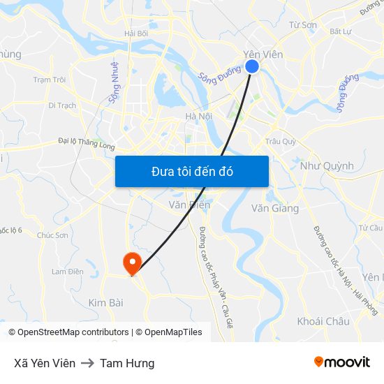 Xã Yên Viên to Tam Hưng map