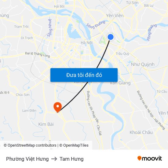 Phường Việt Hưng to Tam Hưng map