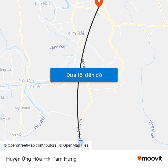 Huyện Ứng Hòa to Tam Hưng map