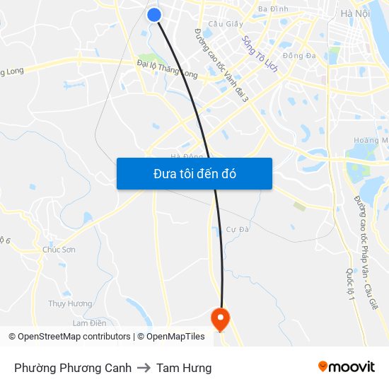 Phường Phương Canh to Tam Hưng map