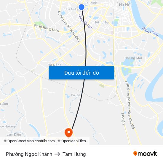 Phường Ngọc Khánh to Tam Hưng map