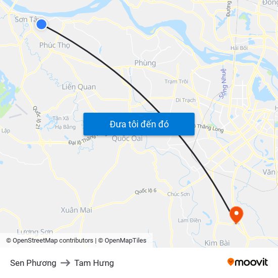 Sen Phương to Tam Hưng map