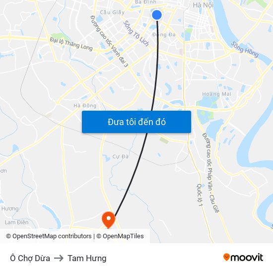 Ô Chợ Dừa to Tam Hưng map