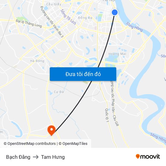 Bạch Đằng to Tam Hưng map