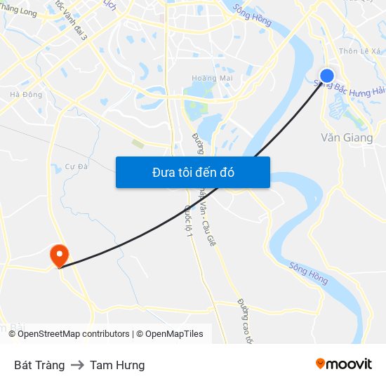 Bát Tràng to Tam Hưng map