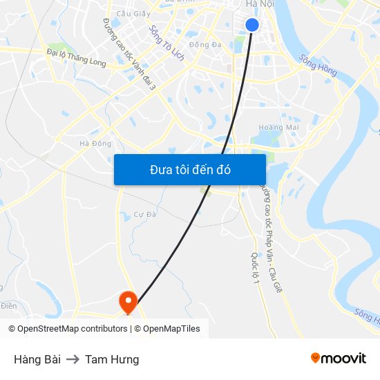 Hàng Bài to Tam Hưng map