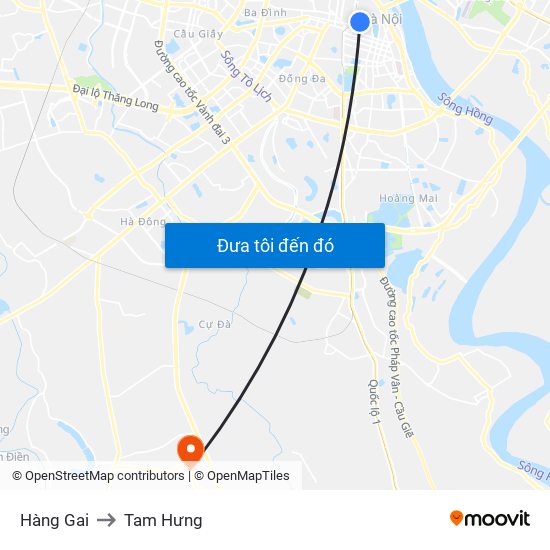 Hàng Gai to Tam Hưng map