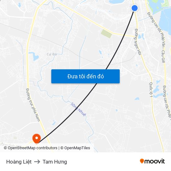 Hoàng Liệt to Tam Hưng map