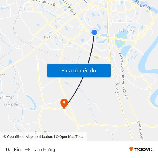 Đại Kim to Tam Hưng map