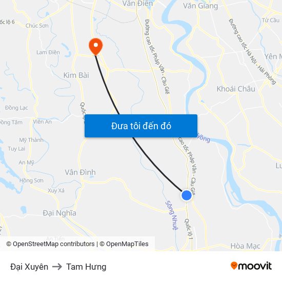 Đại Xuyên to Tam Hưng map