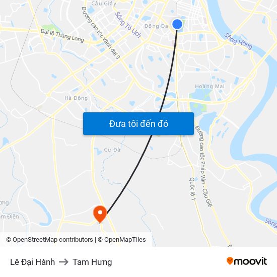 Lê Đại Hành to Tam Hưng map