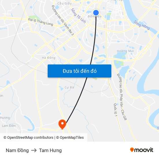 Nam Đồng to Tam Hưng map