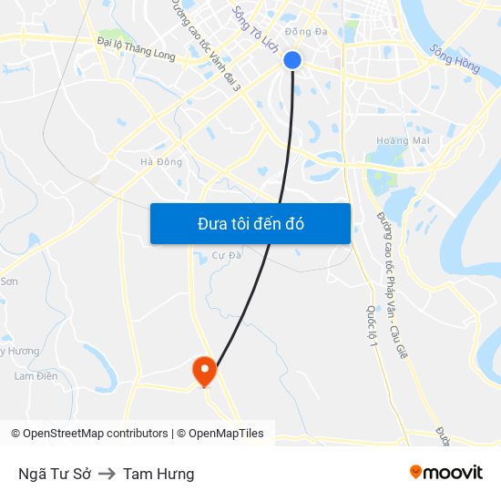 Ngã Tư Sở to Tam Hưng map