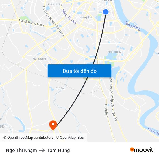 Ngô Thì Nhậm to Tam Hưng map