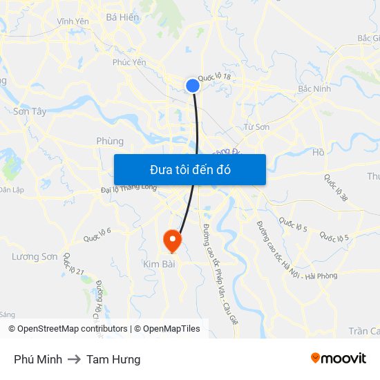 Phú Minh to Tam Hưng map