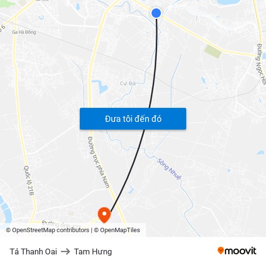 Tả Thanh Oai to Tam Hưng map